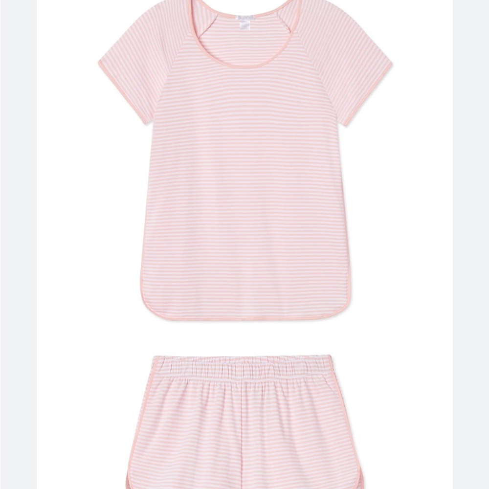 LAKE Pink Striped Pajama Shorts Set